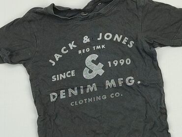czarne mom jeans z dziurami: Koszulka, Jack & Jones, 8 lat, 122-128 cm, stan - Zadowalający