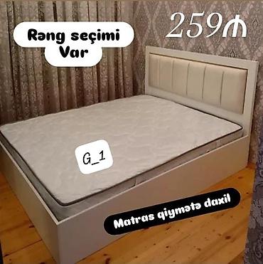 Müasir dizaynlı iki nəfərlik çarpayı dəsti - Başlıq hissəsi yumşaq
