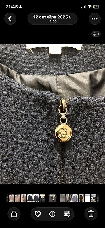 chanel пиджак: Жакет CHANEL, темно‑синий твид. - Фактура: плотный твид с выраженным — 3