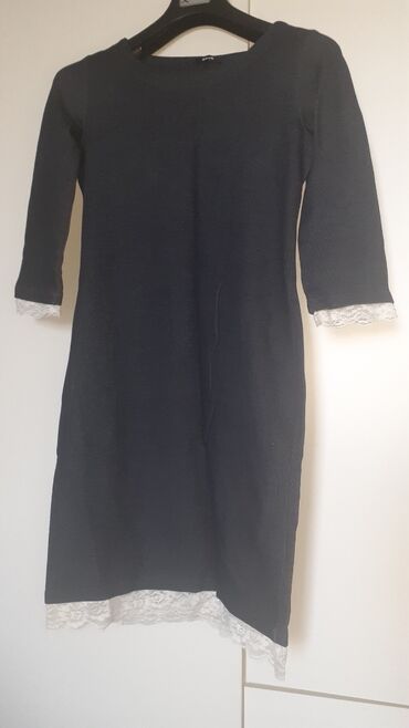 haljine od rebrastog pamuka: M (EU 38), bоја - Tamnoplava, Drugi stil, Kratkih rukava
