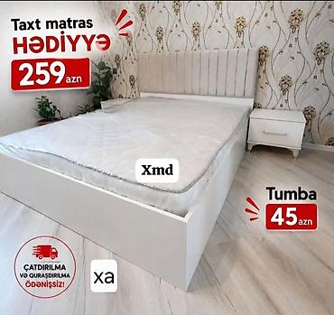 matras taxt ucun: Məhsul: Yataq otağı dəsti – taxt və tumbalar - Taxt: Yumşaq başlıqla — 1