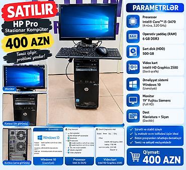 Masaüstü kompüterlər və iş stansiyaları: HP Pro stasionar kompüter dəsti Texniki göstəricilər: - Prosessor — 1