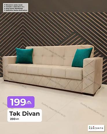 Tək Divan – 200 sm - Mexanizm: açılan, bazalı (yataq funksiyalı və lalafo.az -da Tək Divan – 200 sm - Mexanizm: açılan, bazalı (yataq funksiyalı və
