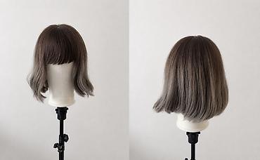 bi cos: Qısa parik – ombre boz-qəhvəyi bob - Uzunluq: təxminən çiyinədək, bob — 1