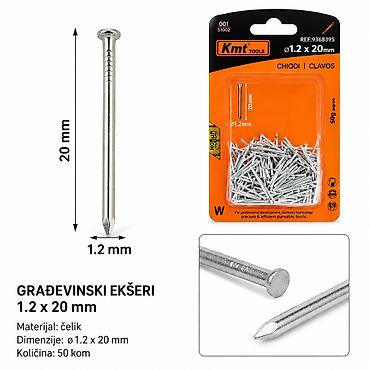 KMT Okrugla glava ekser 1.2 × 20 mm – set Opis: - Građevinski ekseri