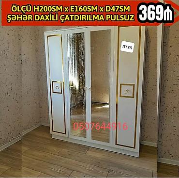 Paltar dolabları, qarderoblar: Yeni, 3 qapılı, Güzgülü, Ağ, Digər material, Açılan, Düz dolab — 21