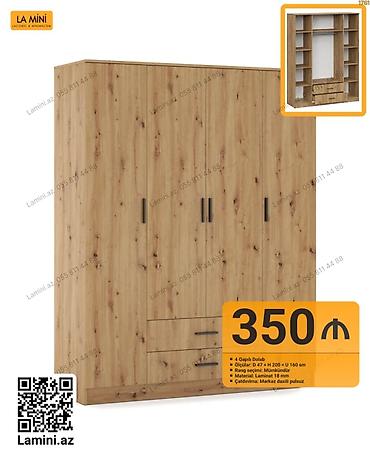 Mebel: LA MINI 4 qapılı dolab - Ölçülər: Dərinlik 47 sm × Hündürlük 200 sm × — 1