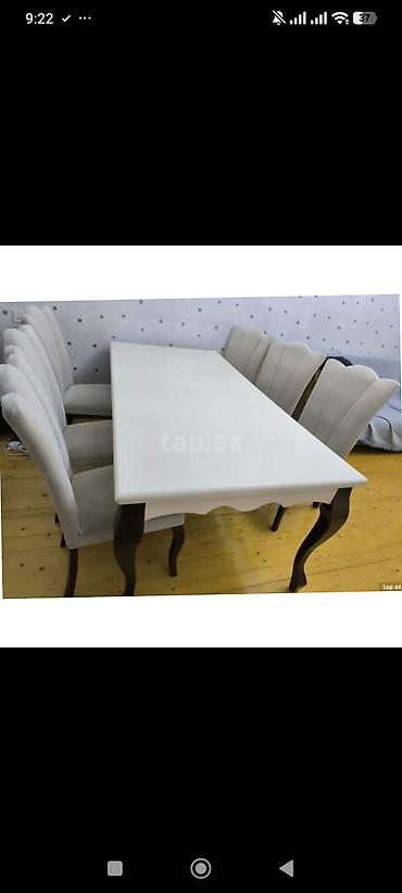 Açılan masa +6 stulla birge 250 azn.Unvan Milli məclisin arxasi (Gülü)