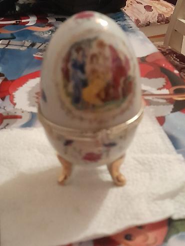 Sandıqlar: Porcelan yumurta formalı bijuter qutusu - Material: parlaq ağ — 9