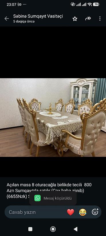 Açılan masa 8 oturacağla birlikde tecili 800 Azn Sumqayıtda