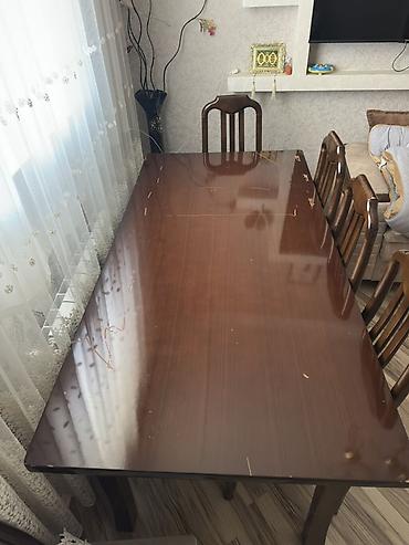 madeyra mebel stol stul: Qonaq otağı üçün, İşlənmiş, Açılmayan, Dördbucaq masa, 6 stul — 5