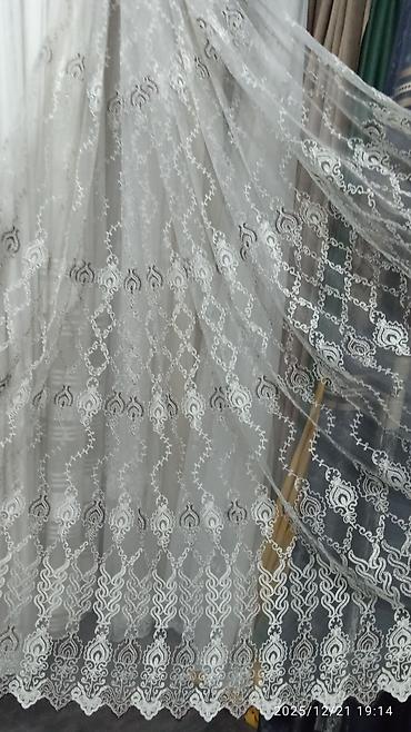 Тюли: Воздушная тюль с вышивкой «перья» - Полупрозрачная тюль в — 8