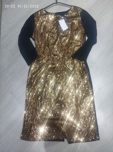 золотое платье: 6XL (EU 52), цвет - Золотой