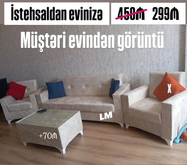 Qonaq otağı dəstləri: 💫 _*DİVAN+2kreslo*_ 💫 *Endirim fürsəti💣* Qiymət : *299₼* *Yeni və