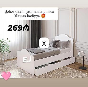 Ağ rəngli tək nəfərlik çarpayı – alt hissədə 3 çekmecəli geniş saxlama