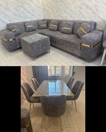 Divan və masa dəstləri: Yeni, Künc divan, Qonaq otağı üçün, Açılmayan — 2