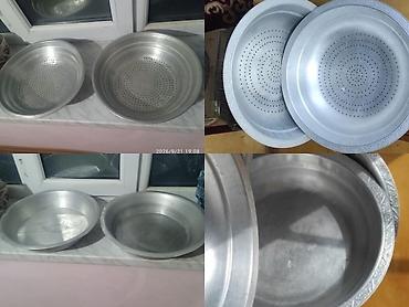 Alüminium süzgəc və leyən dəsti kiçik ölçü 15 manata 1 ədədi böyük