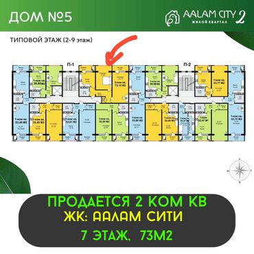 Продажа участков: 2 комнаты, 73 м², Элитка, 7 этаж