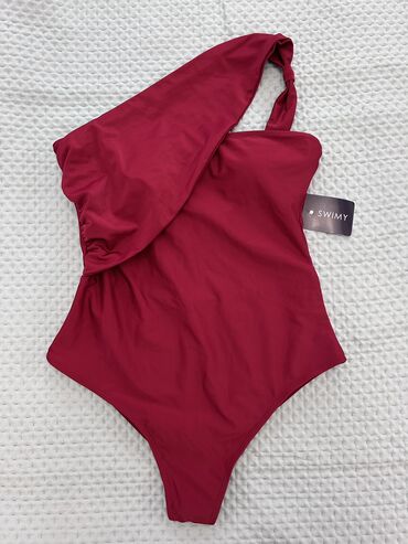 бандажный купальник: Слитный купальник, Мягкая чашка, цвет - Красный, L (EU 40)