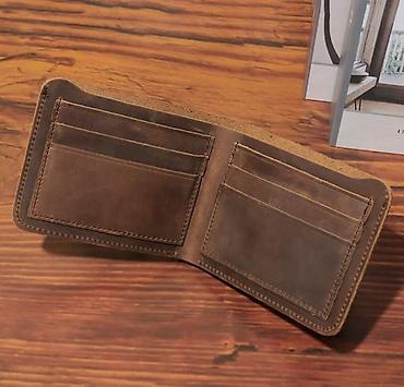 пиджак: Кожаный мужской бумажник (bifold), коричневый. - Материал — 4