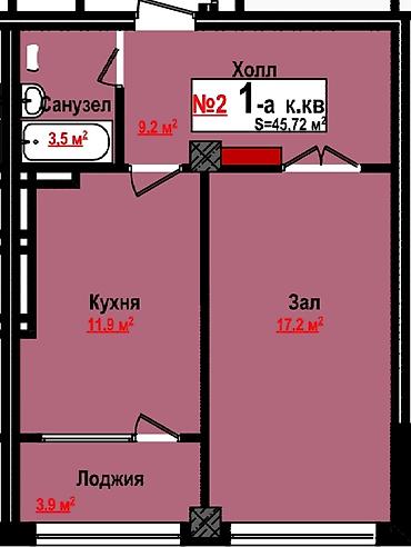 bereke: 1 комната, 46 м², парк Фучика 10 этаж, ПСО (под самоотделку) — 3