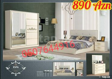 Yataq otağı dəstləri: İkinəfərlik çarpayı, Dolab, Termo, 2 tumba, Azərbaycan, Yeni — 17