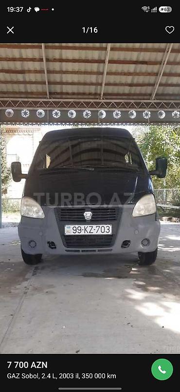 səkidə satilan masinlar: QAZ Sobol: 2.4 l | 2003 il 350000 km Van/Minivan — 7