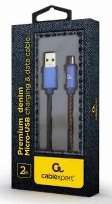 Kablovi za telefone: Cablexpert premium denim Micro-USB kabl – 2 m - Tip: USB-A na — 8