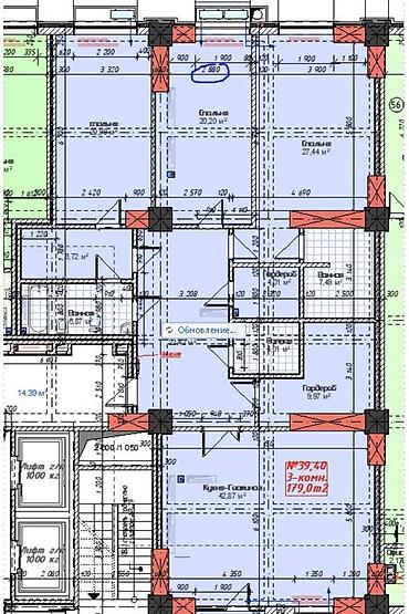 rent flat: 4 комнаты, 177 м², Асанбай мкр Элитка, 2 этаж, ПСО (под самоотделку) — 2