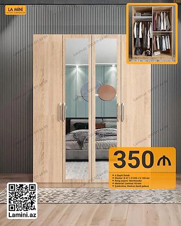 Ev üçün mebel: LA MİNİ – 4 qapılı şkaf - Qiymət: 350 ₼ - Ölçülər: D 47 × H 200 × U — 1