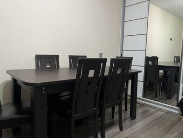 Комплекты столов и стульев: Для гостиной, Б/у, Раскладной, Прямоугольный стол, 6 стульев, Турция