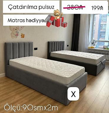 Tək nəfərlik yumşaq başlıqlı çarpayı - Ölçü: 90 sm x 2 m - Rəng: tünd lalafo.az -da Tək nəfərlik yumşaq başlıqlı çarpayı - Ölçü: 90 sm x 2 m - Rəng: tünd