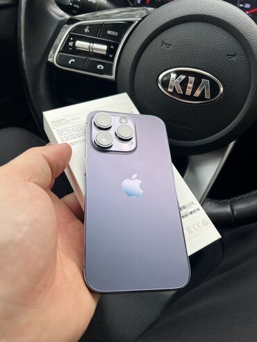 Apple iPhone: IPhone 14 Pro, Скидка 10%, Б/у, 256 ГБ, Deep Purple, Коробка, 90 %