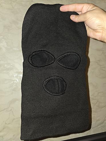 Qara rəngli 3 deşikli balaklava maska - Material: sıx toxunmuş