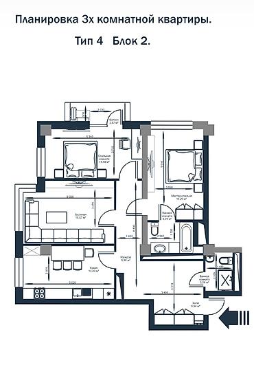 2026: 3 комнаты, 91 м², Золотой квадрат Элитка, 8 этаж, ПСО (под самоотделку) — 4