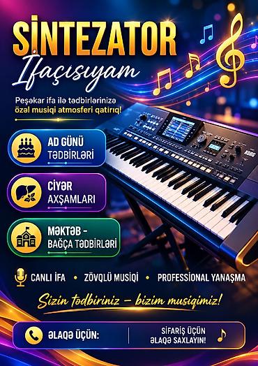 Sintezator ifaçısı xidməti Peşəkar canlı ifa ilə tədbirlərinizə