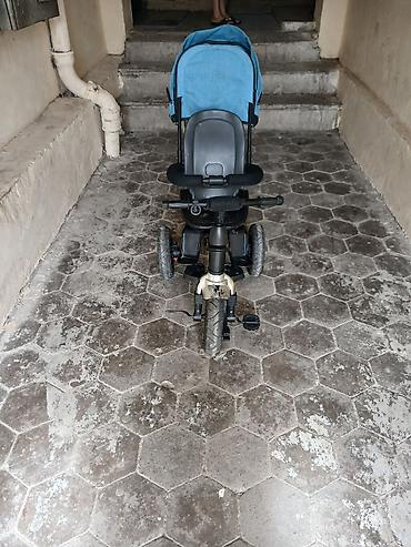 velosiped 3 təkərli: Uşaq üçtəkərli velosiped/körpə arabası 2-si 1-də - Rəng: mavi (göy) — 2