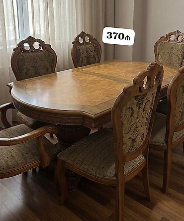 Qonaq otağı üçün, İşlənmiş, Dördbucaq masa, 6 stul