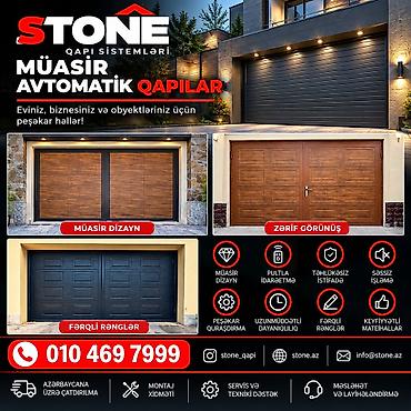 stone: Yeni Qaraj darvazası, Seksional, Avtomatik, Şəbəkə ilə, Kredit yoxdur, Ödənişli quraşdırma, Pulsuz çatdırılma — 1