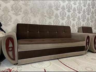 диван кровать трехместный: Комплект мягкой мебели, Б/у, Самовывоз, цвет - Коричневый — 3