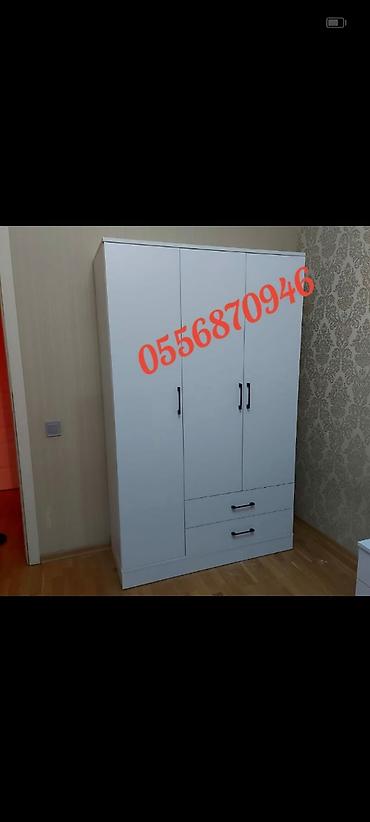 ağ stol: Ağ rəngli paltar dolabı - Model: 3 qapılı, alt hissədə 2 ədəd geniş — 1