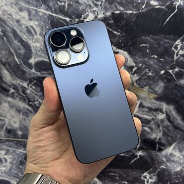 алфон 7: IPhone 15 Pro, Б/у, 256 ГБ, Blue Titanium, Защитное стекло, Чехол, 88 %