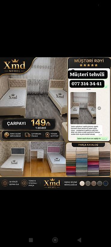 turkiye_tekstil instagram: Çarpayı – Xmd Mebel - Ölçü: tək nəfərlik çarpayı - Başlıq: yumşaq — 1