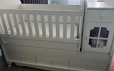 Beşiklər: Uşaq beşiyi – kombinə edilmiş model - Rəng: ağ - Material: MDF/taxta — 1