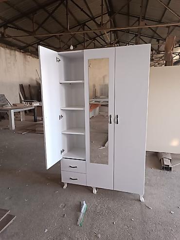 skaf dolab: Yeni, 3 qapılı, Güzgülü, Ağ, Açılan, Düz dolab — 4