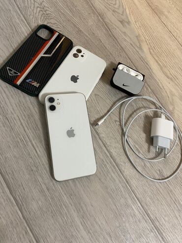 телефон бу купить: IPhone 11, Колдонулган, 64 ГБ, Ак, Каптама, 92 %