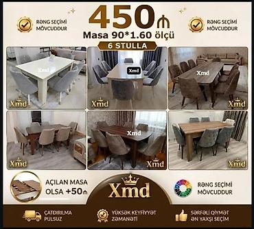 balın qiyməti: Yemək otağı dəsti – masa və 6 stul - Masa ölçüsü: 90×160 sm - Rəng — 1