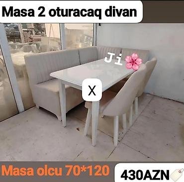 l masalar: Mətbəx/Qonaq künc dəsti – masa + 2 oturacaqlı divan və 2 stul. - Masa — 1