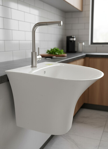 пьедесталом раковина с: Ашканадагы жуугуч, Үстүнө коймо орнотуу ыкмасы, Өлчөмү: 45 x 46 см