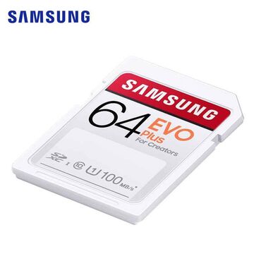 Аксессуары для ПК: SD Карта 64GB SAMSUNG EVO Plus SDXC (модель 2021) от мирового бренда
